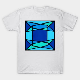 Blue Sapphire Geometric Abstract Acrylic Painting T-Shirt